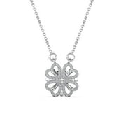 CATE & CHLOE Kendra 18k White Gold Plated Heart Clover Necklace with Swarovski Crystals for Women