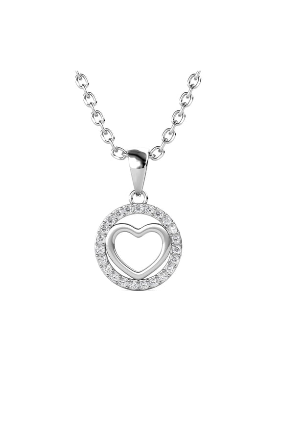 Khaleesi 18k White Gold Plated Silver Heart Necklace with Swarovski Crystals for Women