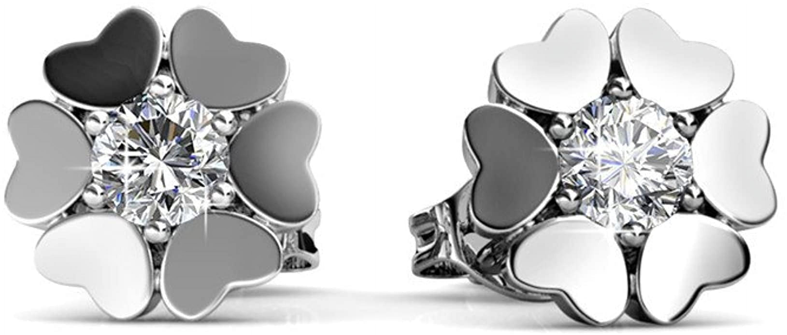 Cate & Chloe Khloe 18k White Gold Plated Heart Stud Earrings with Swarovski Crystals Gift for Women