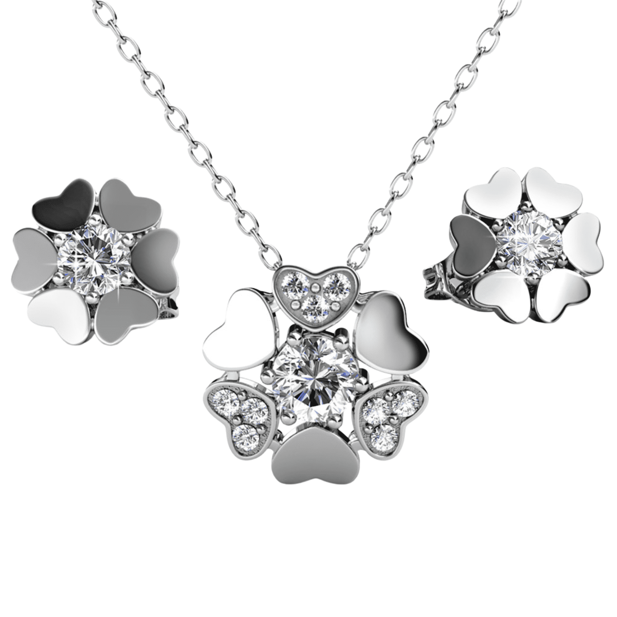 Cate & Chloe Khloe 18k White Gold Plated Silver Jewelry Set with Swarovski Crystals Gift for Women