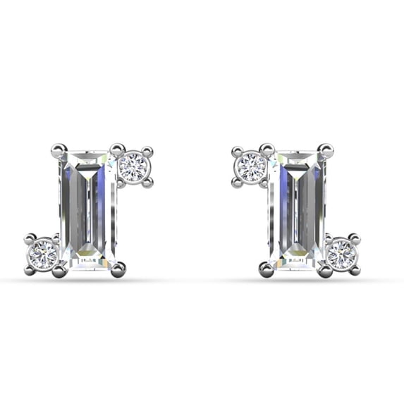 Cate & Chloe Kimberly 18k White Gold Plated Solitaire Stud Earrings with Swarovski Crystals