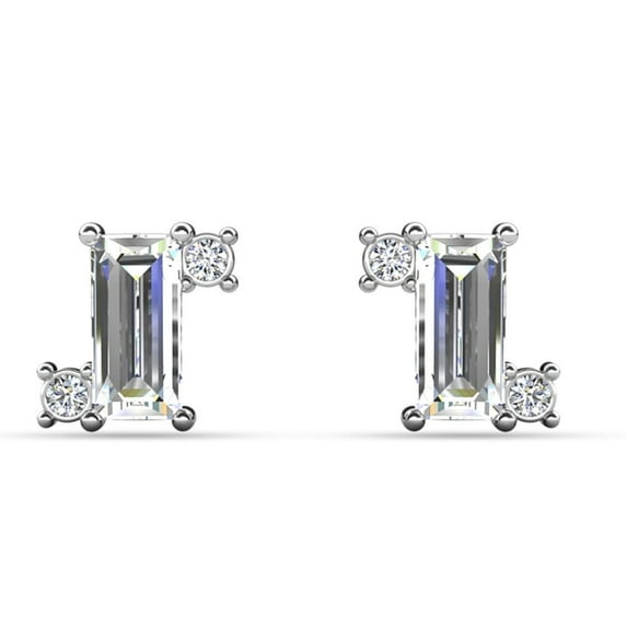 Cate & Chloe Kimberly 18k White Gold Plated Solitaire Stud Earrings with Swarovski Crystals