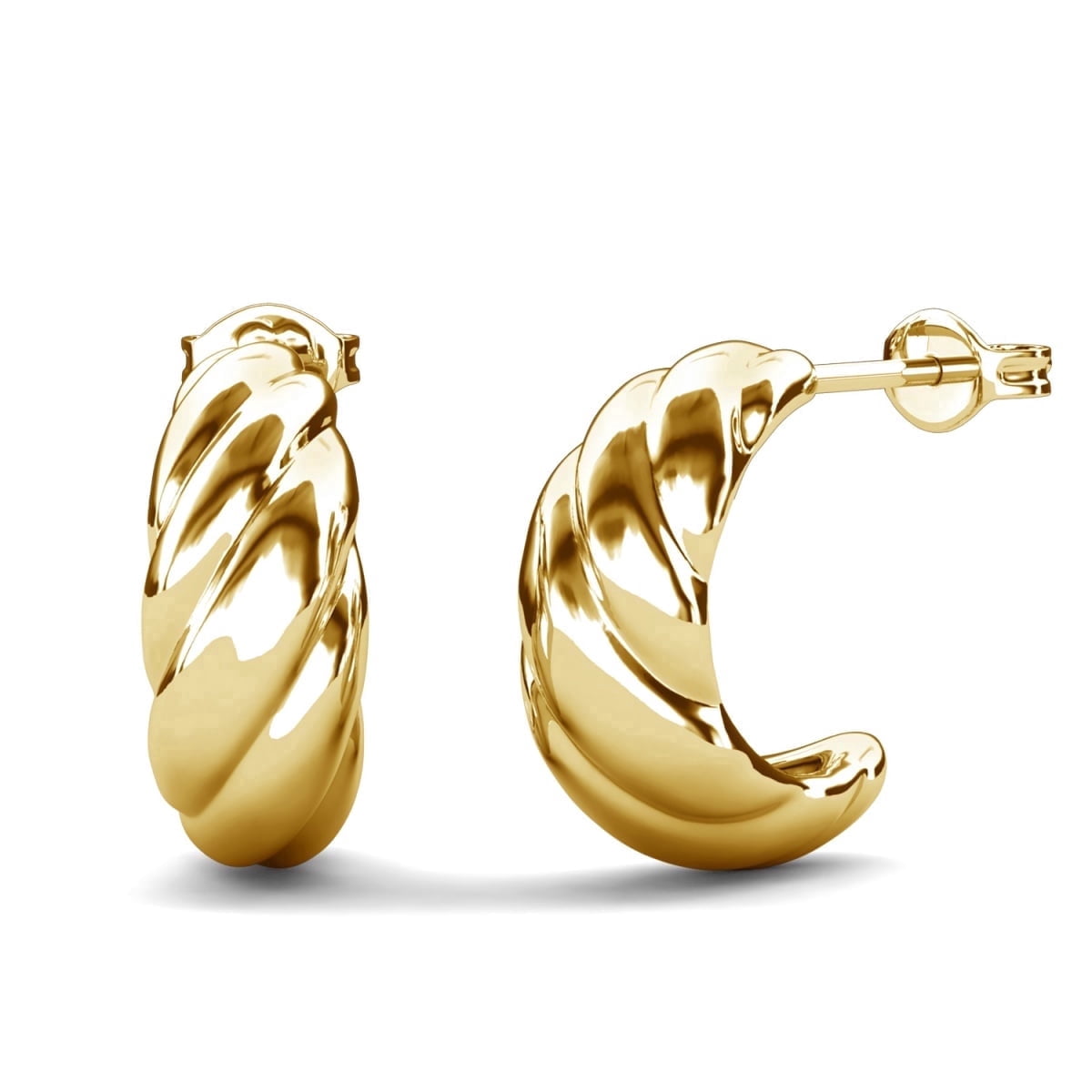 Cate & Chloe Lakelynn 18k Yellow Gold Plated Twisted Hoop Earrings for Women