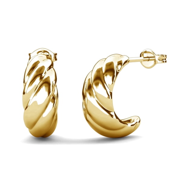 Cate & Chloe Lakelynn 18k Yellow Gold Plated Twisted Hoop Earrings for Women, Gift for her