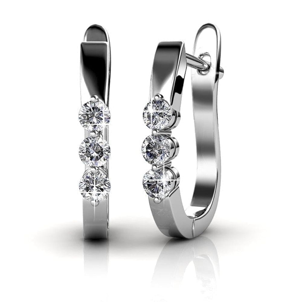 CATE & CHLOE Lana 18k White Gold Plated Hoop Earrings with Swarovski Crystals Gift for Women