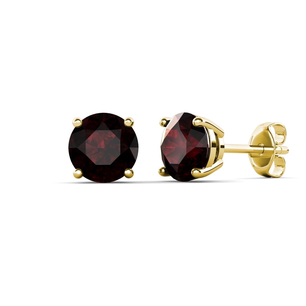 CATE & CHLOE Larissa Sterling Silver Rhodium Plated Stud Earrings with Ruby Gemstones for Women