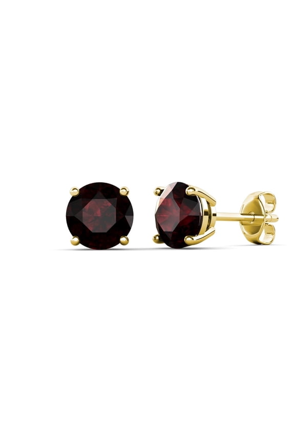 Larissa Sterling Silver Rhodium Plated Stud Earrings with Ruby Gemstones for Women