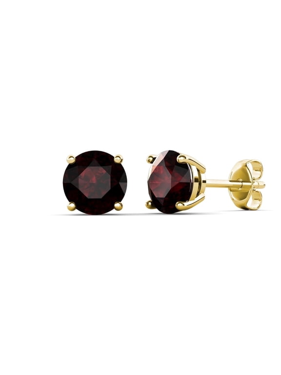 Larissa 18k Yellow Gold Plated Stud Earrings with Genuine Ruby Gemstones For Women