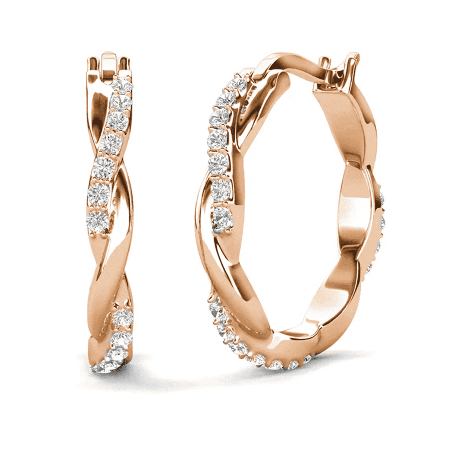 Cate Chloe Corina 18k Rose Gold Plated Hoop Earrings with Swarovski Crystals Gift for Women
