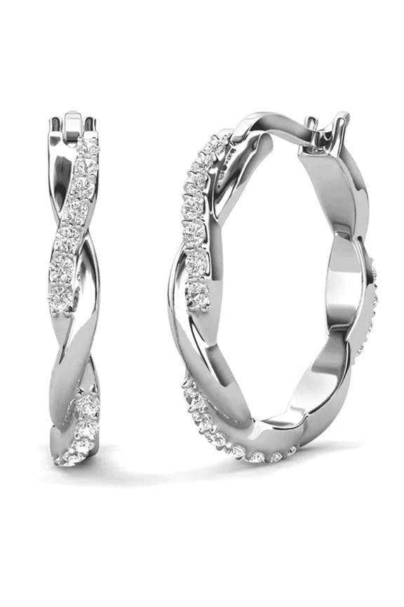 Lauren 18k White Gold Plated 22mm Hoop Earrings with Swarovski Crystals for Women