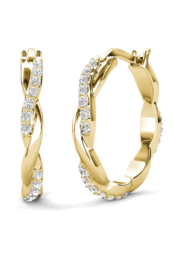 Lauren 18k Yellow Gold Plated 22mm Hoop Earrings with Swarovski Crystals for Women
