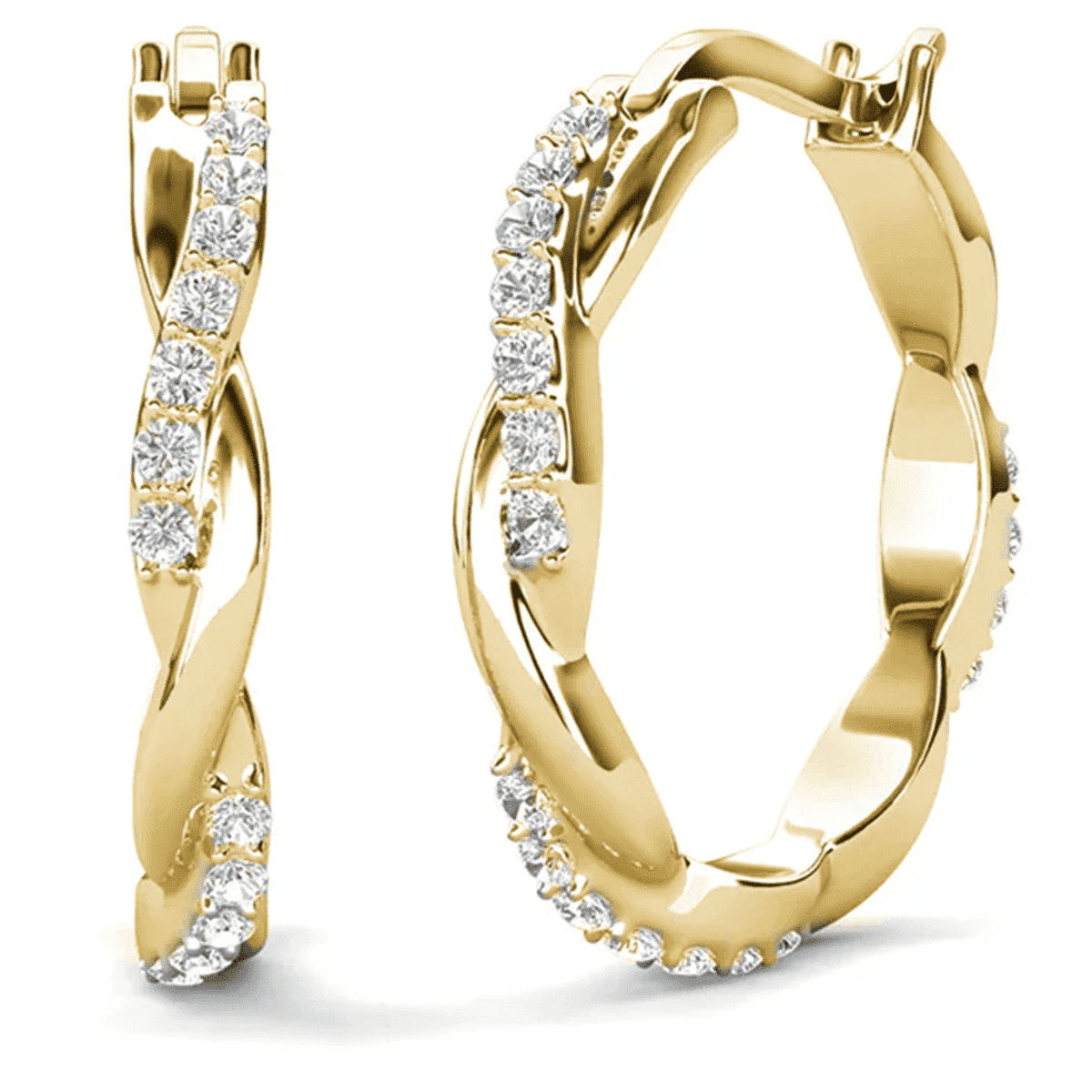 Lauren 18k Yellow Gold Plated 22mm Hoop Earrings with Swarovski Crystals