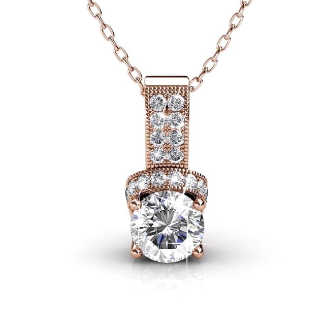 Cate & Chloe Laya 18k Rose Gold Plated Pendant Necklace with Swarovski Crystals Gift for Women