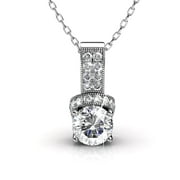 Cate & Chloe Laya 18k White Gold Plated Pendant Necklace with Swarovski Crystals Gift for Women