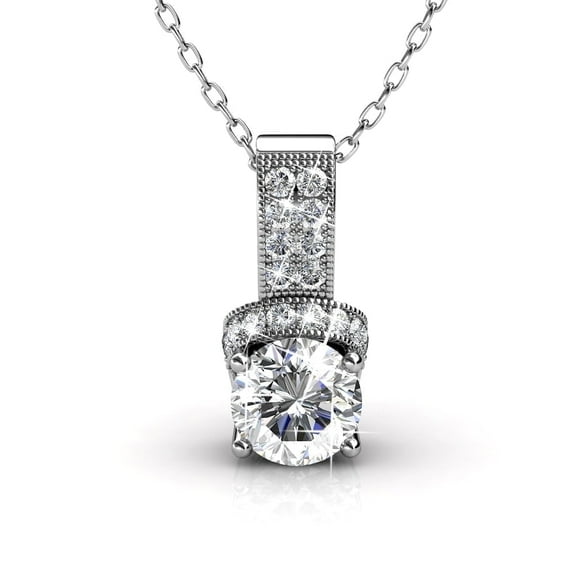 Cate & Chloe Laya 18k White Gold Plated Pendant Necklace with Swarovski Crystals Gift for Women