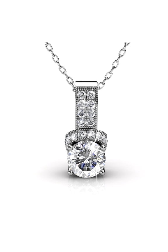 Laya 18k White Gold Plated Pendant Necklace with Swarovski Crystals Gift for Women