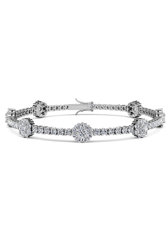 Leah 18k White Gold Plated Tennis Bracelet with Simulated Diamond Crystals for Women