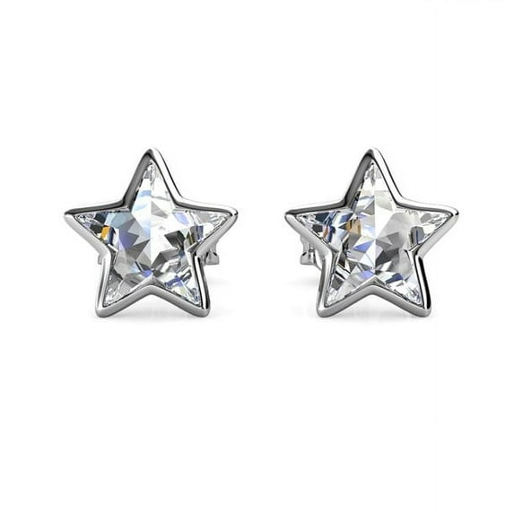 Cate & Chloe Lealani 18k White Gold Plated Dainty Stud Earrings for Women with Swarovski Crystals