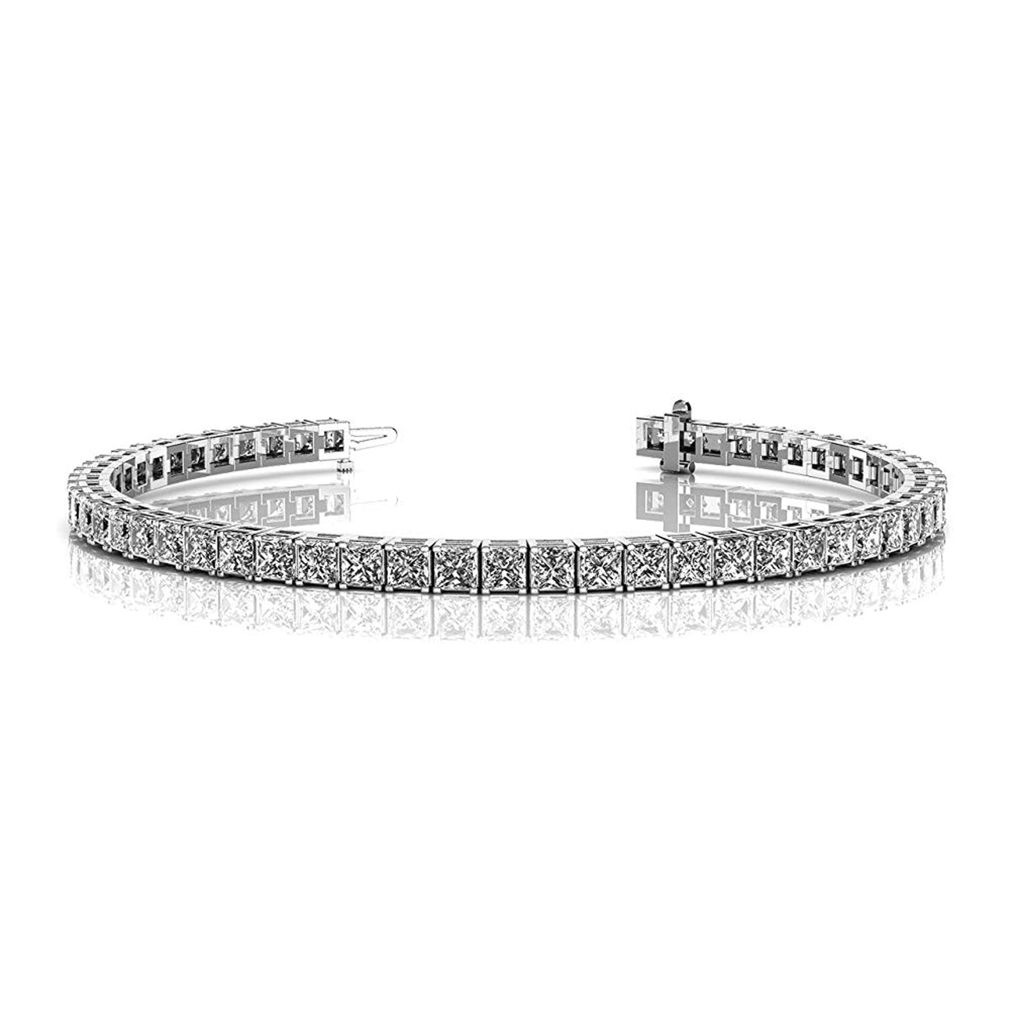 Leila 18k White Gold Plated Tennis Bracelet with Simulated Diamond Crystals for Women