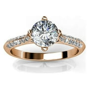 Cate & Chloe Leona Fate 18k Gold Plated Ring, Fancy Beautiful Solitaire Round Cut Diamond Ring w/ Swarovski Crystals, Promise Rings, Engagement Ring, Wedding Anniversary Jewelry - MSRP $132