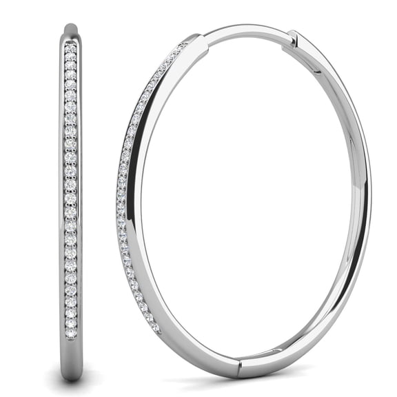 Cate & Chloe Leslie 18k White Gold Plated 40mm Hoop Earrings with Swarovski Crystals Gift for Women