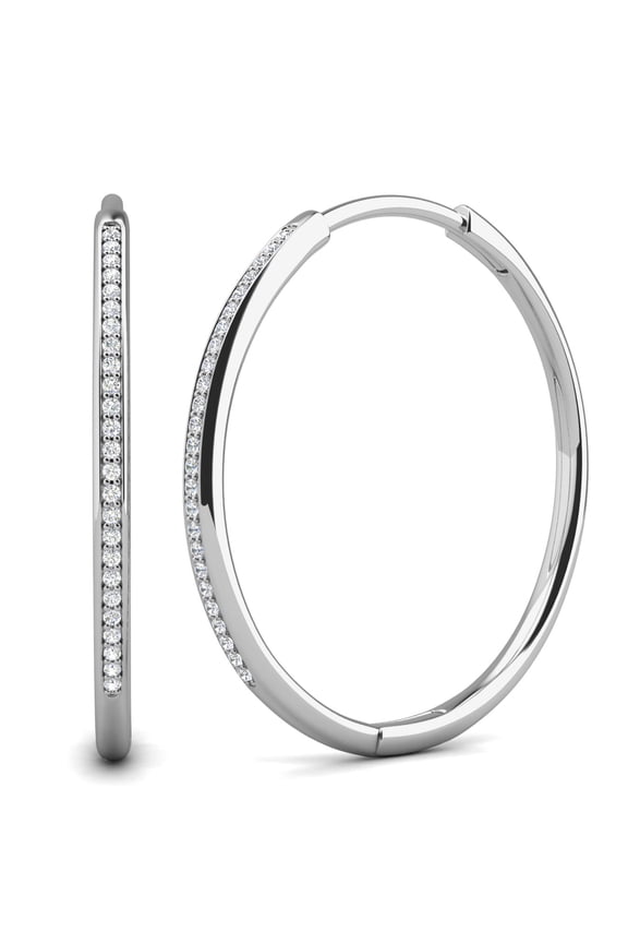 Leslie 18k White Gold Plated 40mm Hoop Earrings with Swarovski Crystals Gift for Women