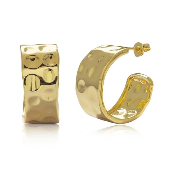 Cate & Chloe Letty 18k Yellow Gold Plated 21mm Half Hoop Earrings for Women, Gift for Her