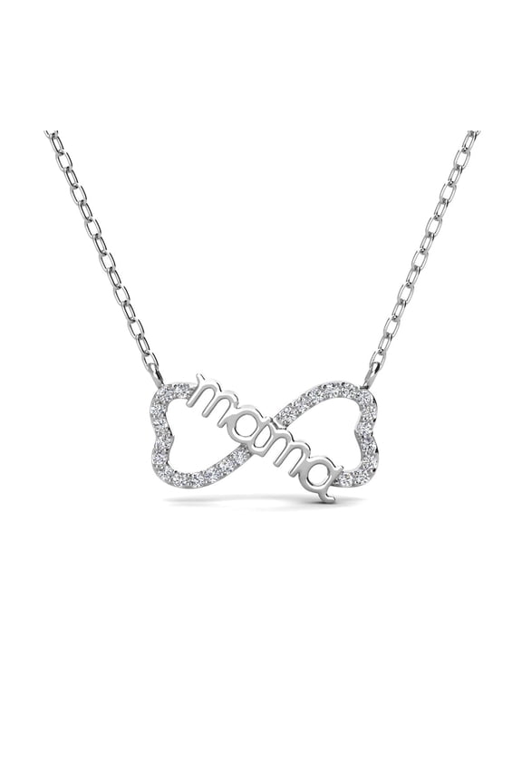 Lisa 18k White Gold Plated Infinity Mom Heart Necklace with Swarovski Crystals for Women