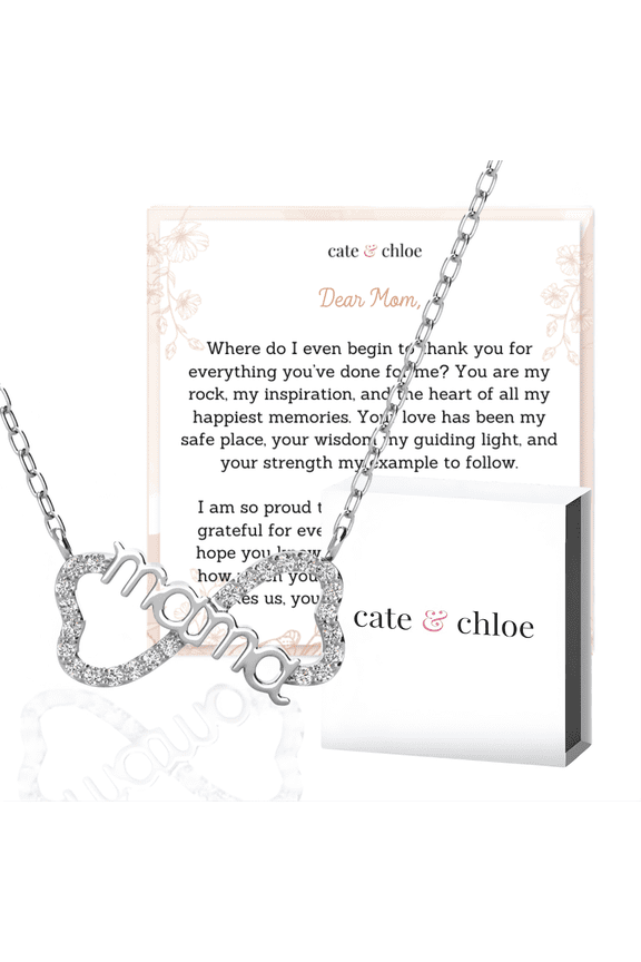 Lisa 18k White Gold Plated Infinity Necklace with Heartfelt Message Card, Gift for Mom