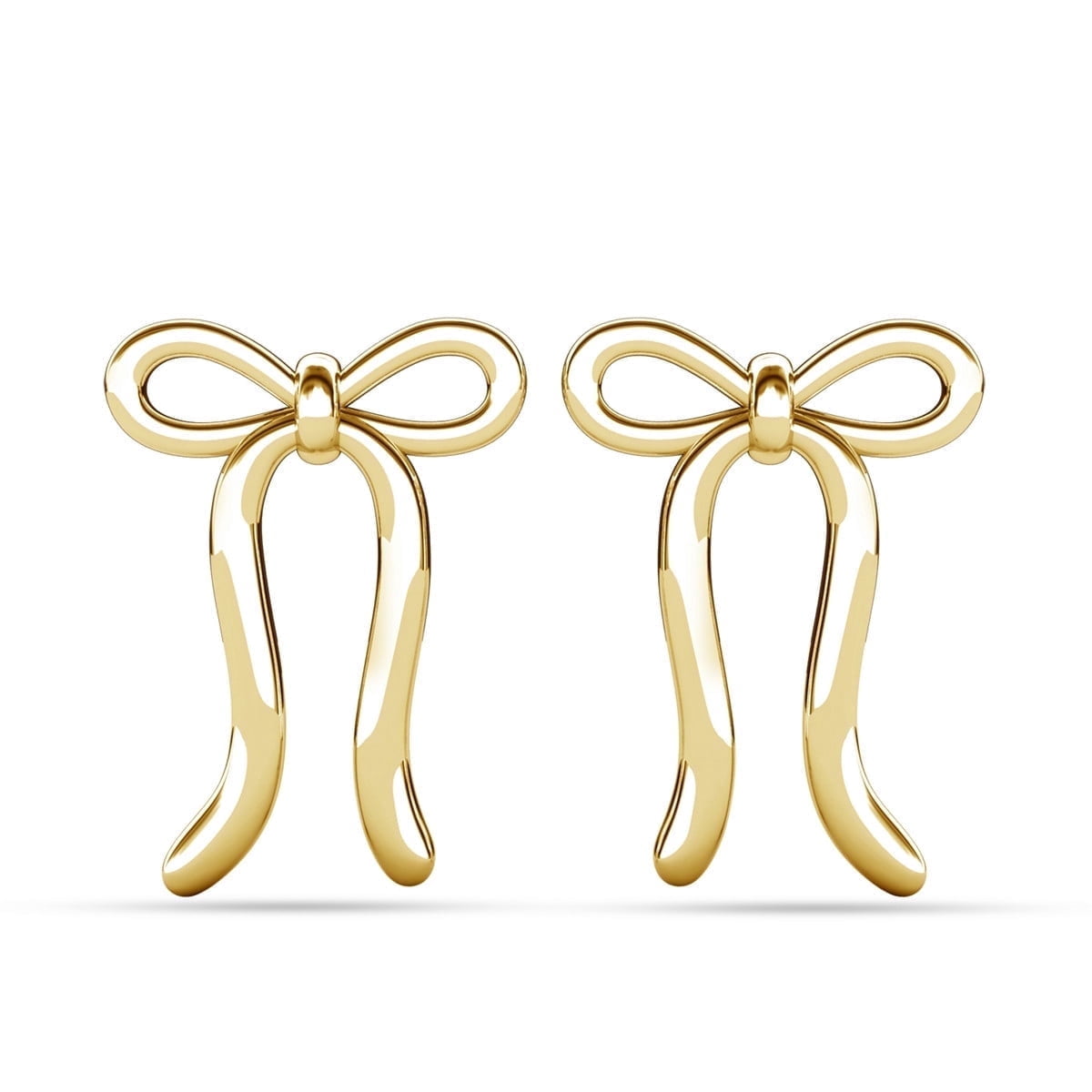 Cate & Chloe Lola 18k Yellow Gold Plated Ribbon Bow Drop Earrings, Gift for Women