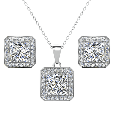 Cate & Chloe Norah 18k White Gold Plated Silver Jewelry Set with Simulated Diamonds Gift for Women