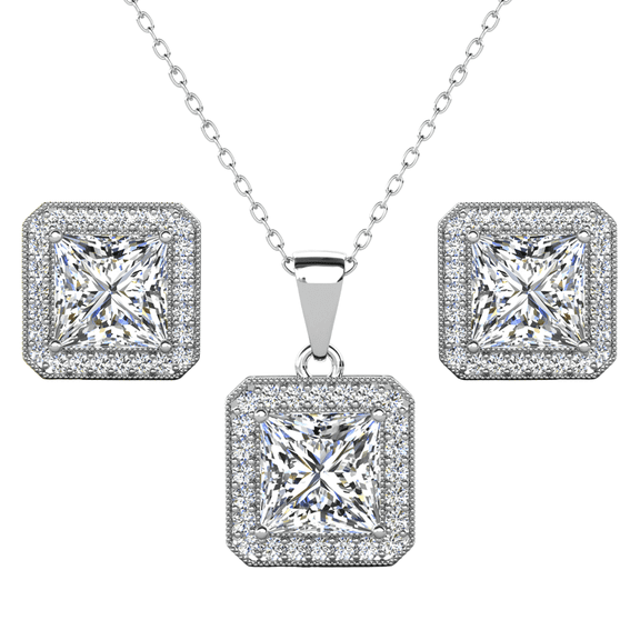 Cate & Chloe Norah 18k White Gold Plated Silver Jewelry Set with Simulated Diamonds Gift for Women