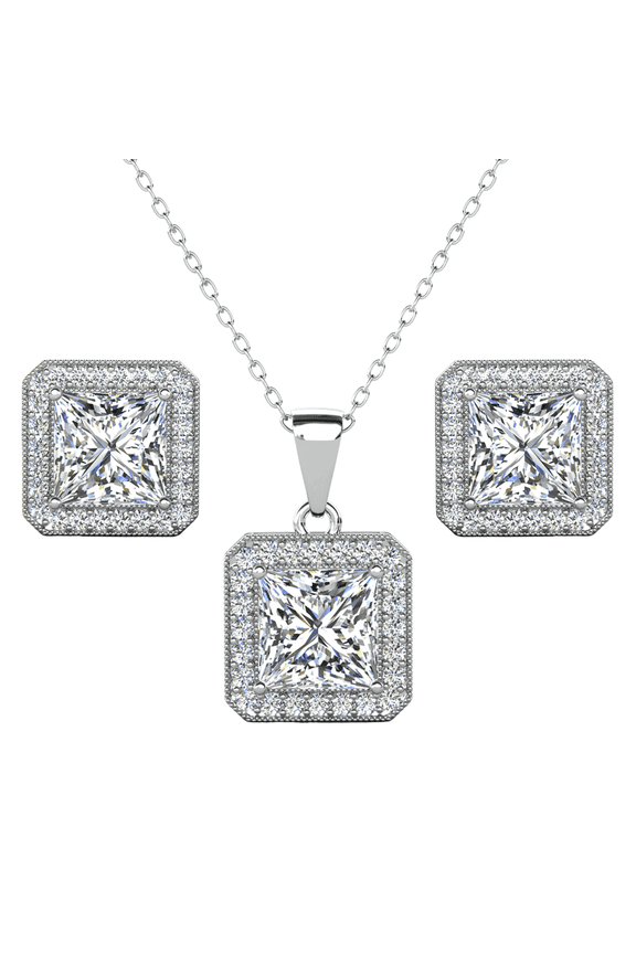 Norah 18k White Gold Plated Silver Jewelry Set with Simulated Diamonds Gift for Women
