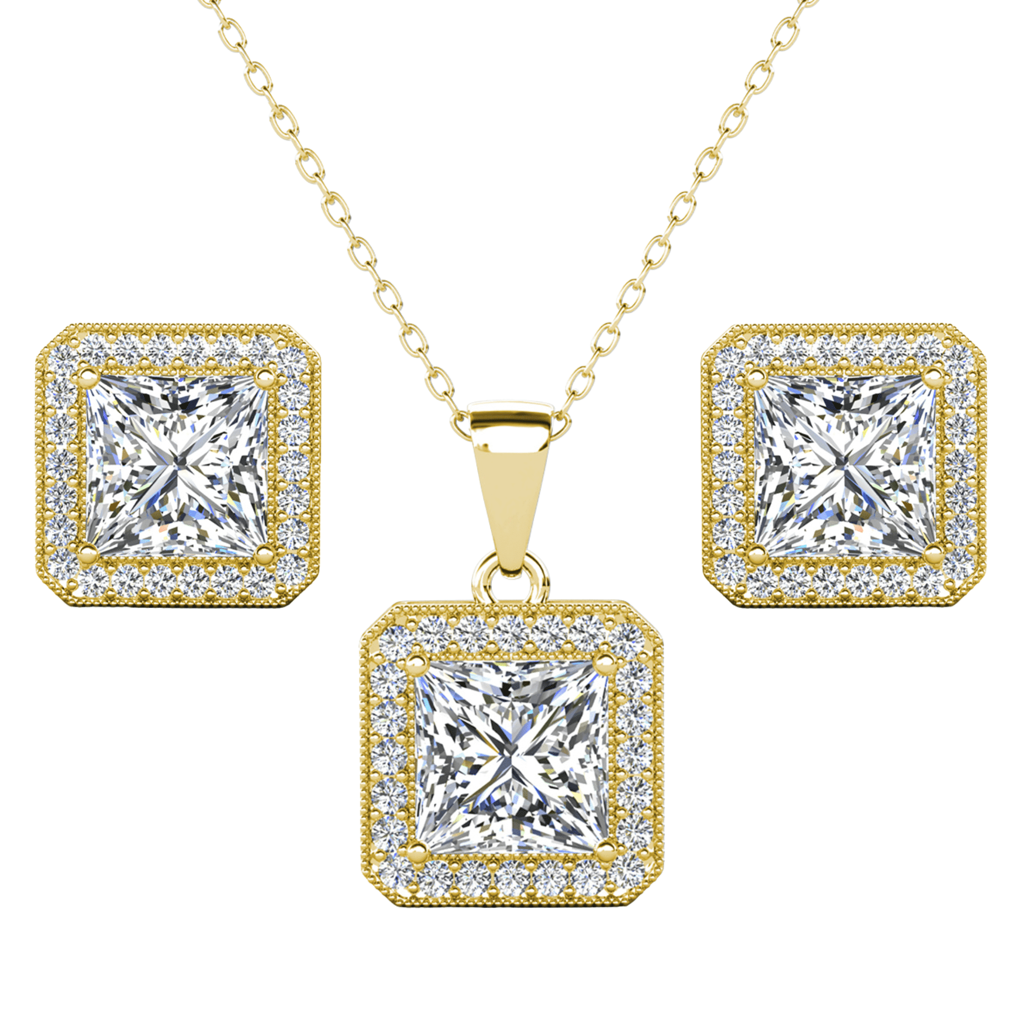 Cate & Chloe Norah 18k Yellow Gold Plated Jewelry Set with Simulated Diamonds Gift for Women