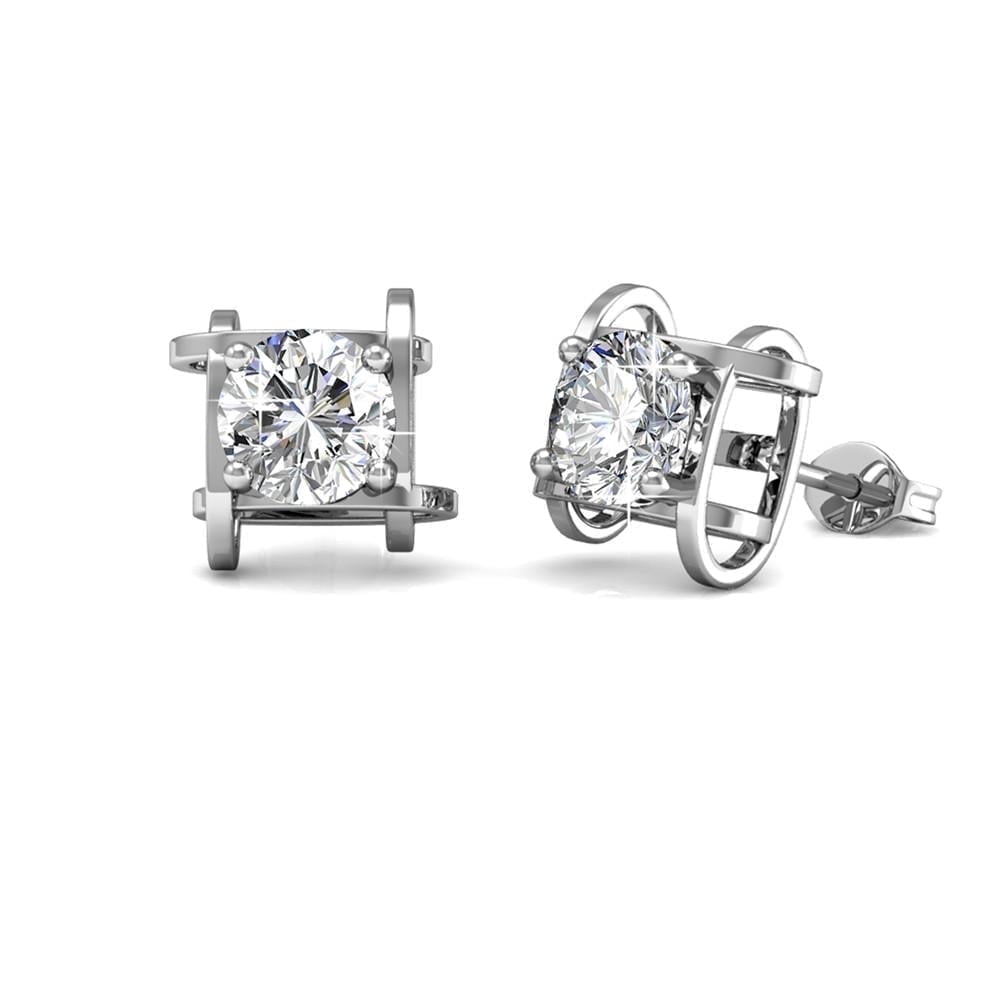 CATE & CHLOE Lorelei 18k White Gold Plated Stud Earrings with Swarovski Crystals Gift for Women