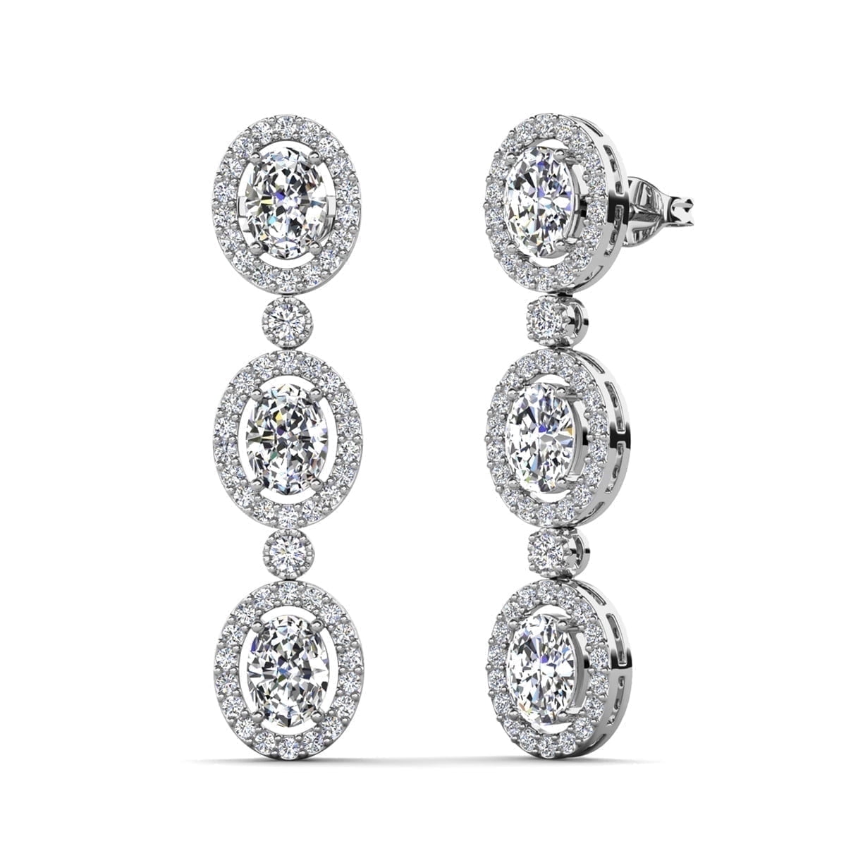 Cate & Chloe Lorraine 18k White Gold Plated Dangle Earrings with Simulated Diamonds for Women