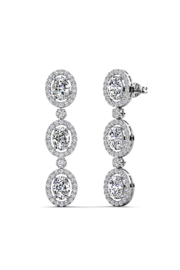 Lorraine 18k White Gold Plated Dangle Earrings with Swarovski Crystals for Women
