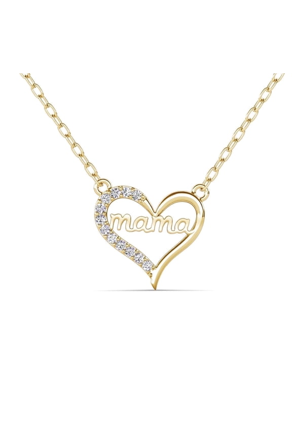 Louise 18k Yellow Gold Plated Mama Heart Necklace with Simulated Diamonds for Women