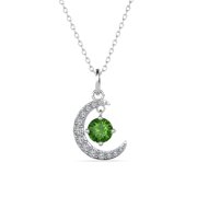 Cate & Chloe Luna 18k White Gold August Birthstone Necklace, Round Cut Peridot Crystal Necklace for Women, Silver Necklaces For Girls, Hypoallergenic Necklace Set, Jewelry Gift