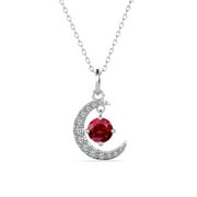 Cate & Chloe Luna Pink Tourmaline October Birthstone 18k White Gold Necklace with Swarovski Crystals for Women