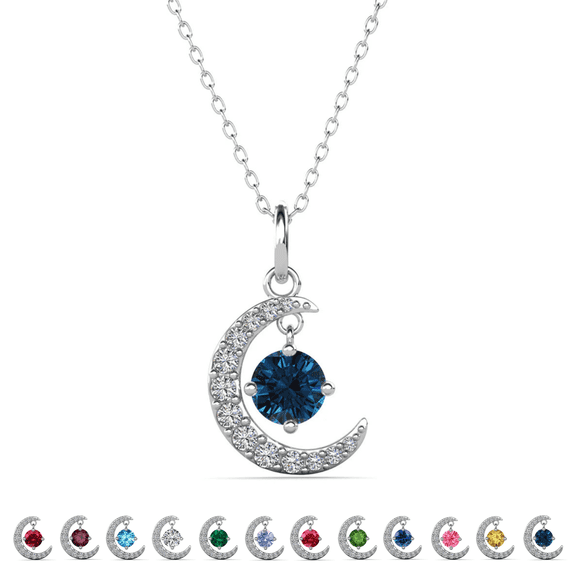Cate & Chloe Luna December Birthstone 18k White Gold Plated Women's Necklace with Swarovski Crystal