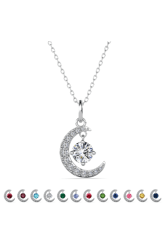 Luna April Birthstone 18k White Gold Plated Women's Necklace with Swarovski Crystal