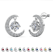 CATE & CHLOE Luna April Birthstone 18k White Gold Plated Women Stud Earrings, Swarovski Crystals