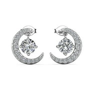 Cate & Chloe Luna April Birthstone 18k White Gold Plated Women Stud Earrings, Swarovski Crystals