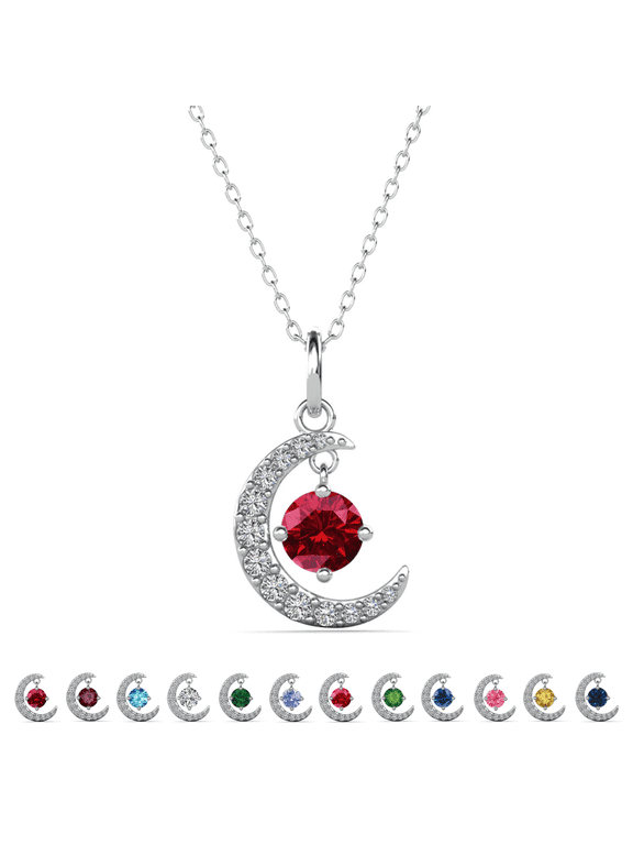 Luna January Birthstone 18k White Gold Plated Women's Necklace with Swarovski Crystal