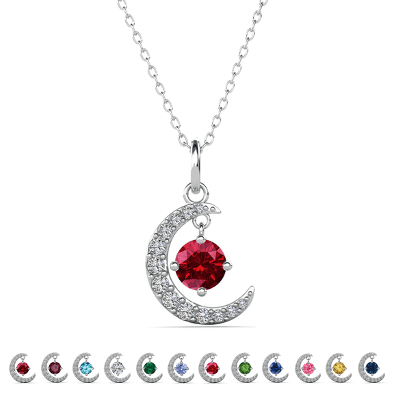 Cate & Chloe Luna January Birthstone 18k White Gold Plated Women's Necklace with Swarovski Crystal
