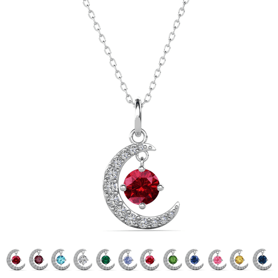 Cate & Chloe Luna January Birthstone 18k White Gold Plated Women's Necklace with Swarovski Crystal