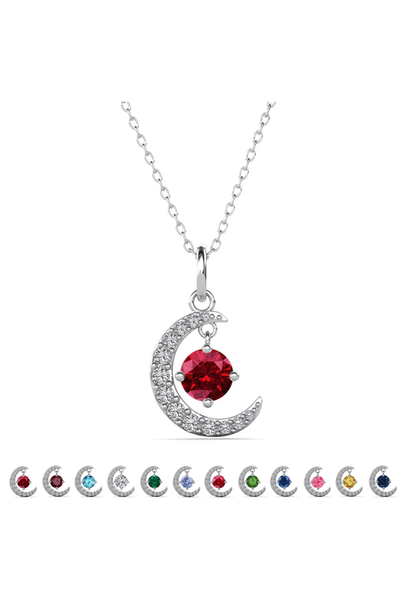 Luna January Birthstone 18k White Gold Plated Women's Necklace with Swarovski Crystal