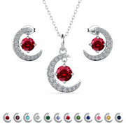 CATE & CHLOE Luna January Birthstone 18k White Gold Plated Women jewelry Set, Swarovski Crystals