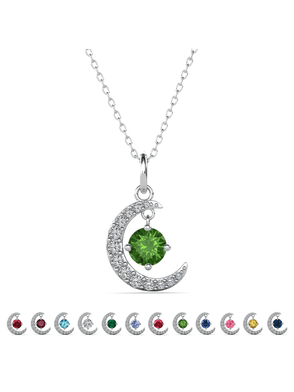 Luna August Birthstone 18k White Gold Plated Women's Necklace with Swarovski Crystal